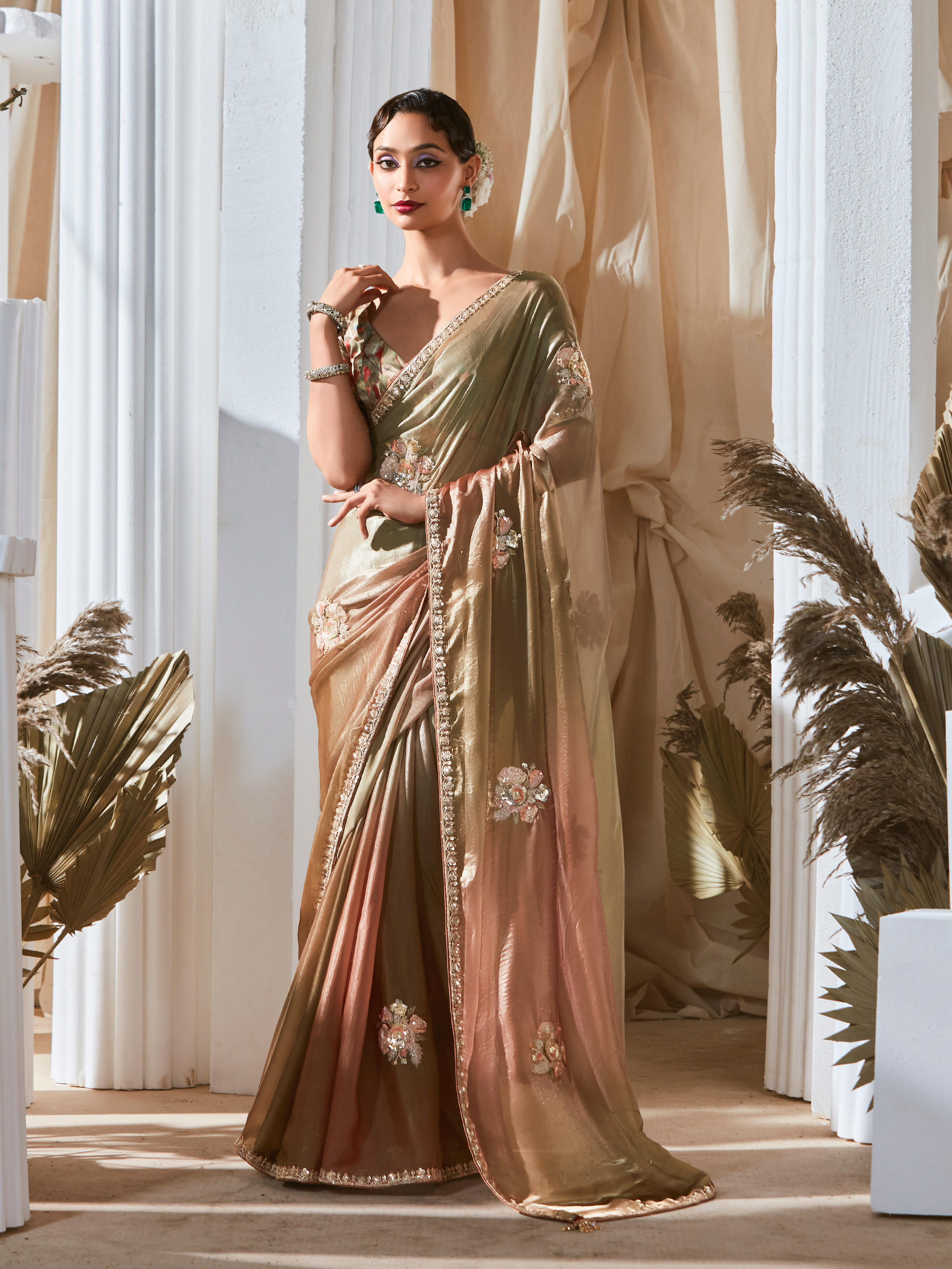 Dhiyona KM Women Olive Green Saree: Effortless Elegance For Every Occasion