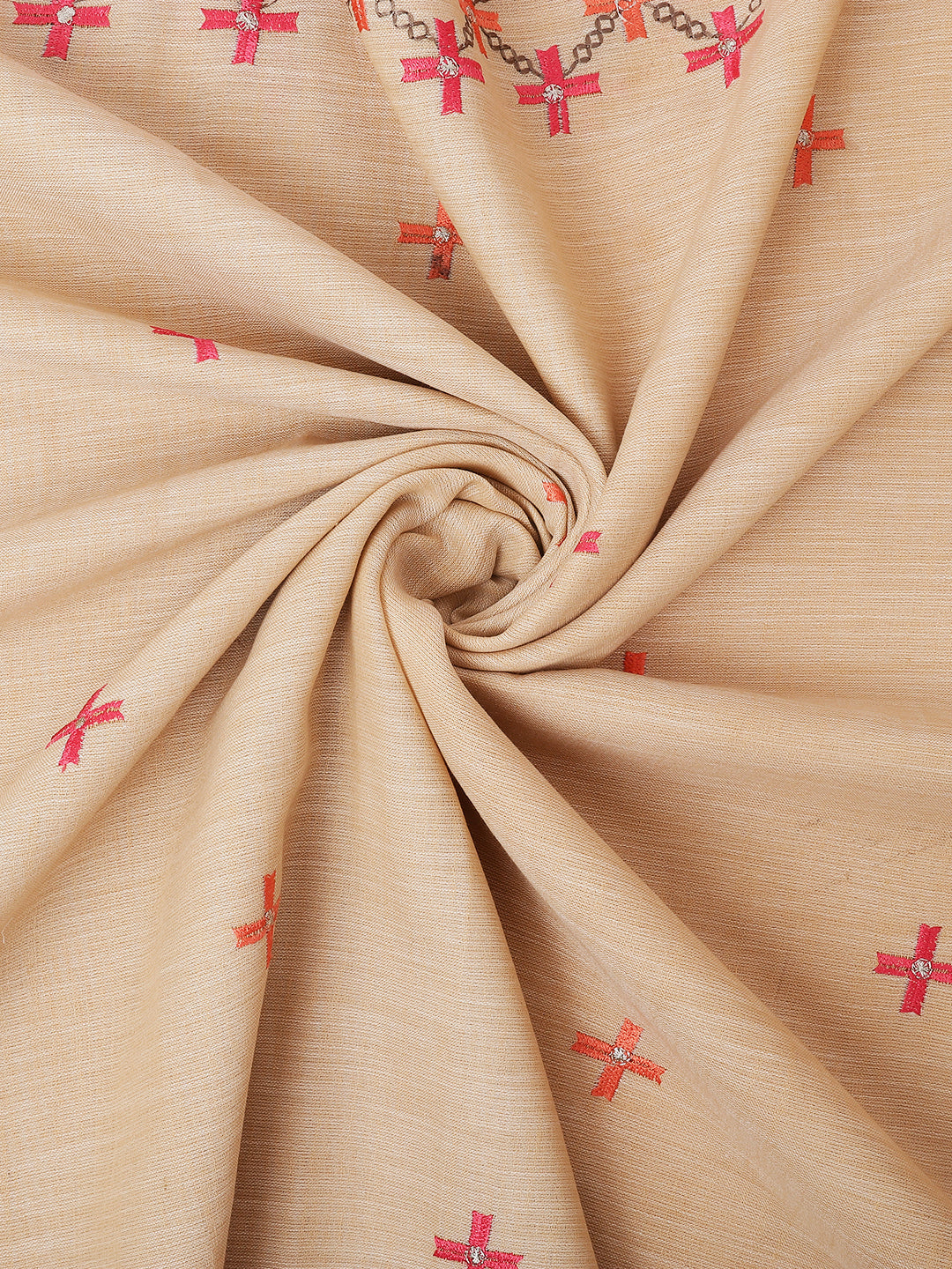Dhiyona GR Women's CT Beige Cotton Linen Silk Embroidered Saree
