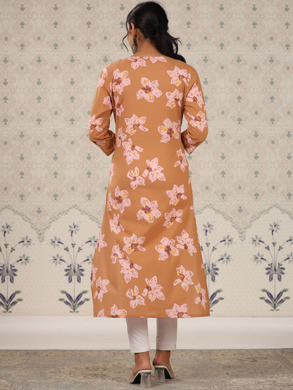 Dhiyona OD  Floral Printed Pure Cotton Straight Kurta