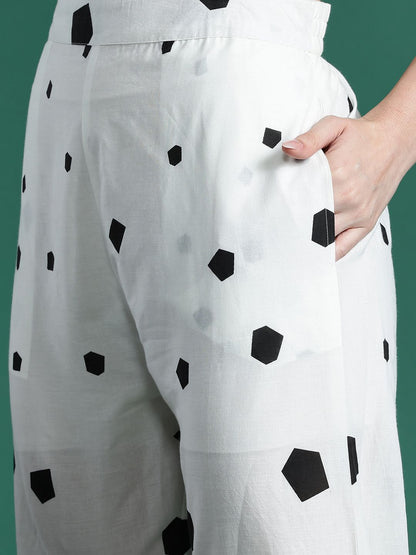 Geometric Printed Regular Pure Cotton Kurta with Palazzos