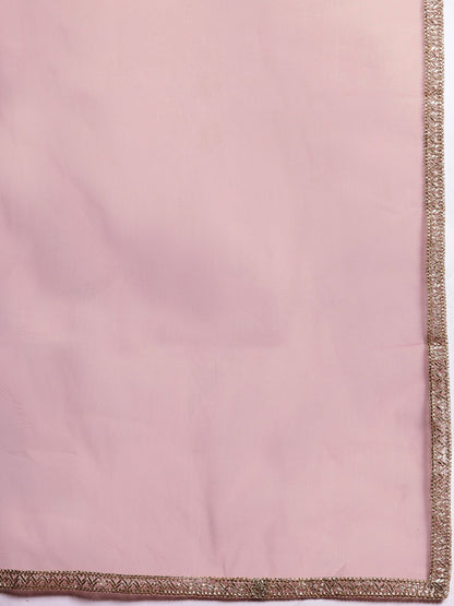 Floral Sequin Embroidered Empire Kurta with Trousers & Dupatta