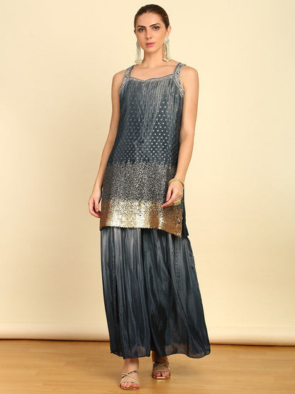 Dhiyona SO Women's Ethnic Motifs Embroidered Thread Work Kurta & Palazzos With Dupatta