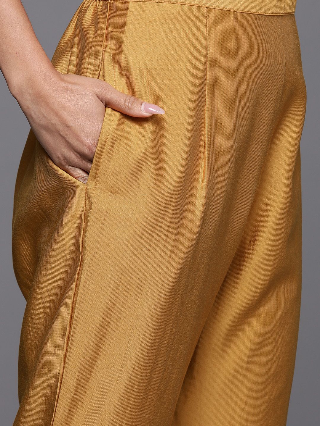 Dhiyona IE Floral Embroidered Sequinned Liva Kurta with Trousers & Dupatta