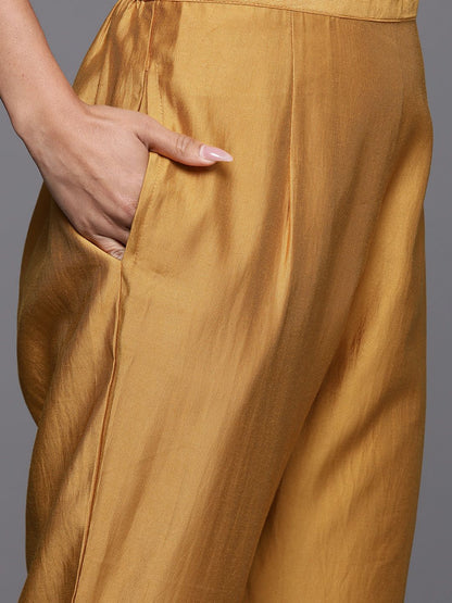 Dhiyona IE Floral Embroidered Sequinned Liva Kurta with Trousers & Dupatta