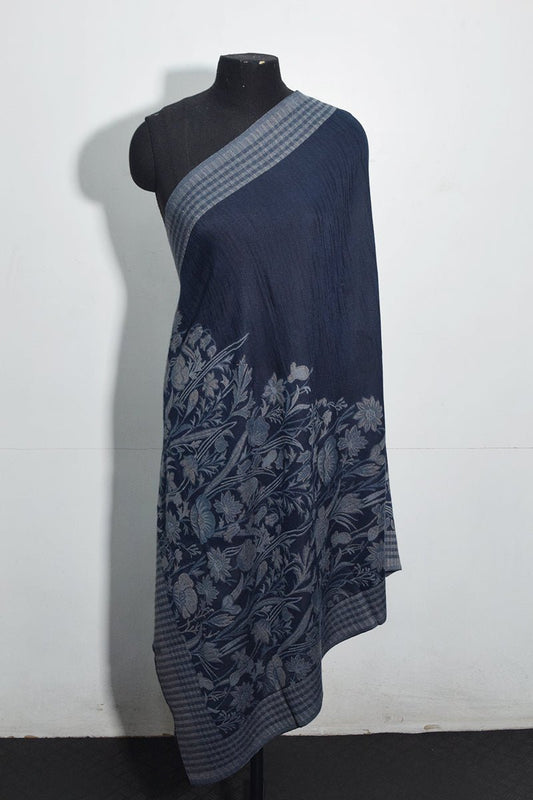 NavyBluePashmina Woven Jacquard Shawl