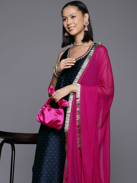 Dhiyona VA Women's Self Design Kurta with Trousers & Dupatta.