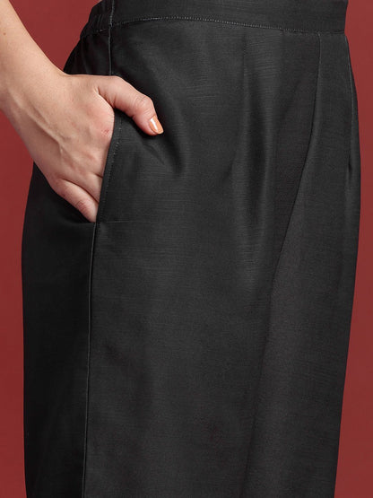 Floral Printed Sequinned Kurta With Trousers & Dupatta