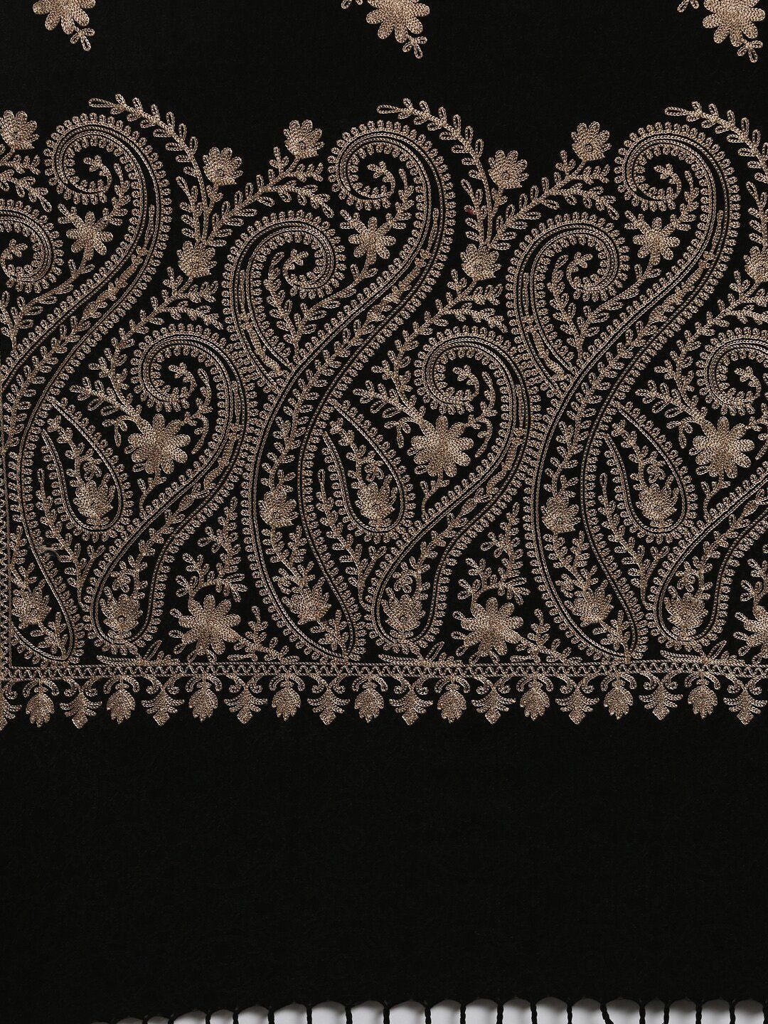 Dhiyona PA Women Black & Beige Aari Embroidered Shawl