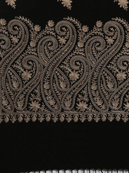 Dhiyona PA Women Black & Beige Aari Embroidered Shawl