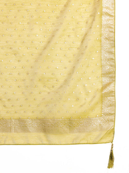 Dhiyona IE Floral Woven Design Sequinned Kurta with Trousers & With Dupatta