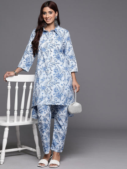 Dhiyona VA Women's Floral Printed A-Line Kurta with Trousers