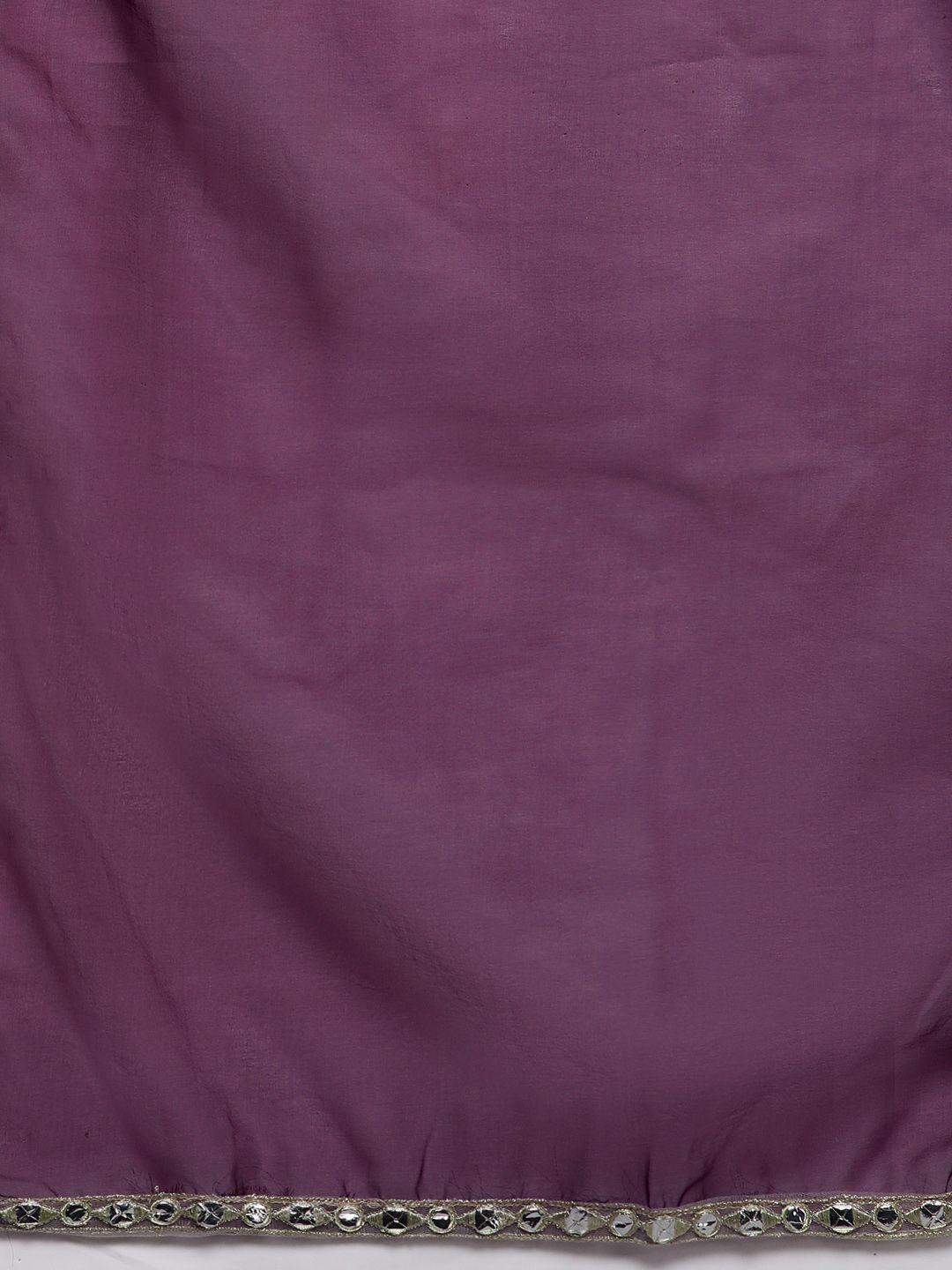 Women Purple Yoke Design Mirror Work Kurta with Trousers & With Dupatta