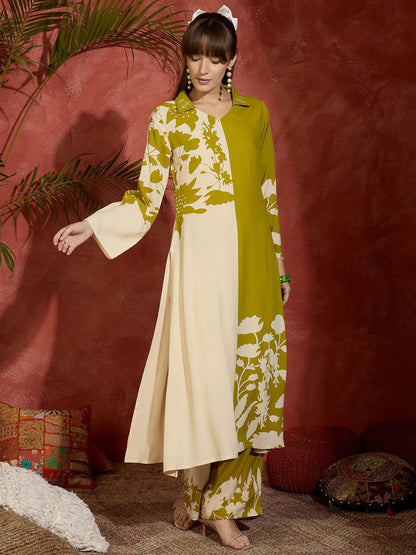 Women Floral Printed Regular Thread Work Kurta with Palazzos
