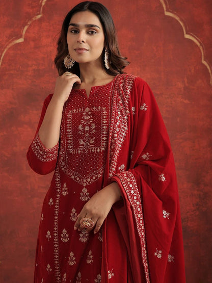 Women Ethnic Motifs Embroidered Kurta with Trousers & Dupatta