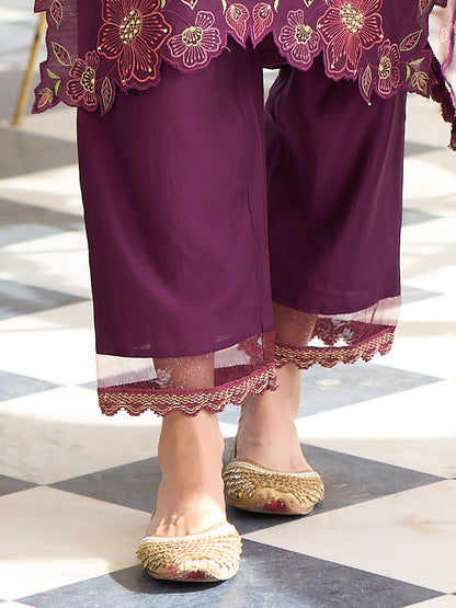 Dhiyona IE Floral Embroidered Regular Thread Work Kurta With Trousers & Dupatta