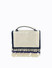 Dhiyona NR Navy Blue & White Embroidered Embroidered Box Clutch