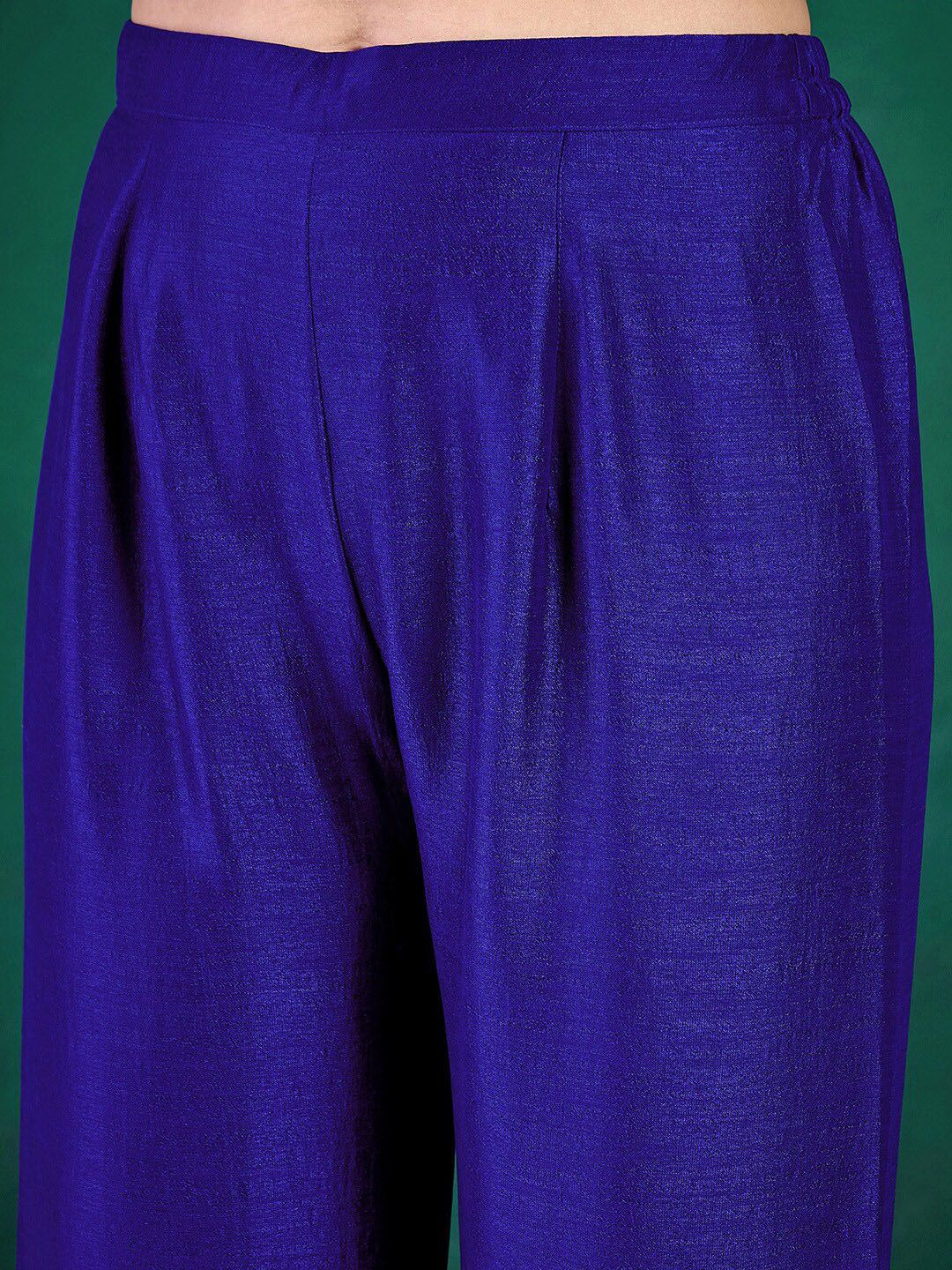 Dhiyona SN Women's Blue Floral Embroidered Sequinned V-Neck A-Line Kurta With Palazzo & Dupatta