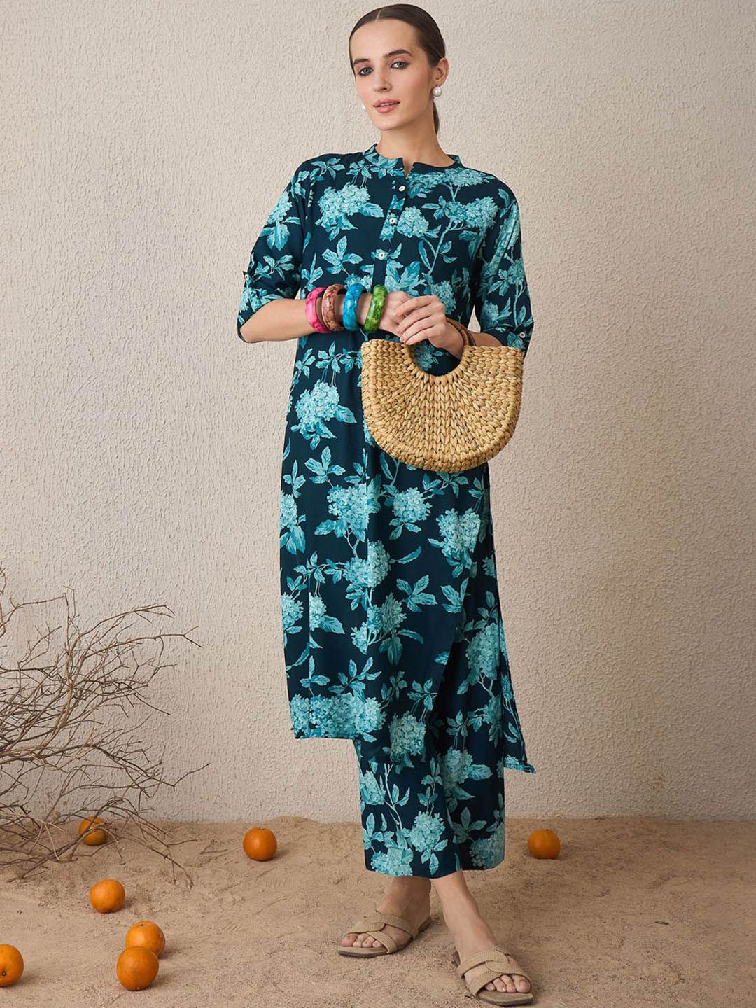 Dhiyona IE Women Floral Printed Regular Kurta with Palazzos