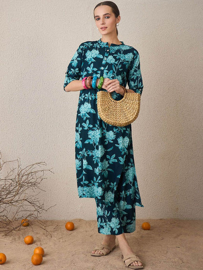 Dhiyona IE Women Floral Printed Regular Kurta with Palazzos