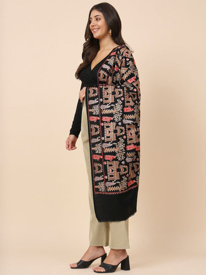 Dhiyona PA Ethnic Motifs Embroidered Pure Wool Shawl