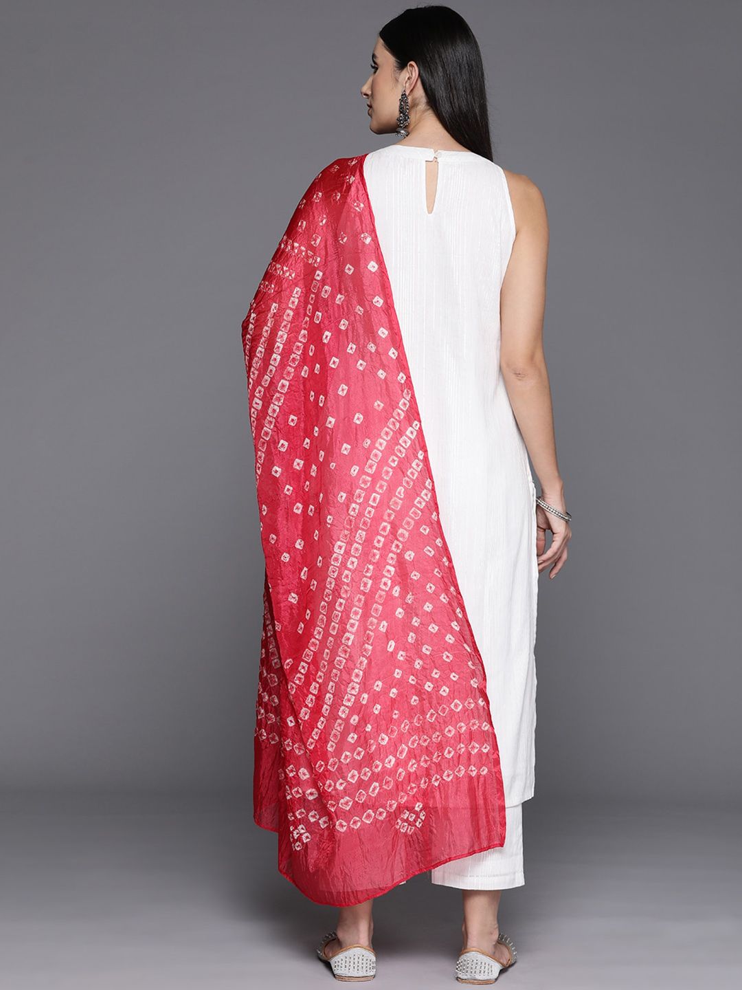 Dhiyona VA Women'sBoat Neck Sleeveless Straight Pure Cotton Kurta Set With Dupatta