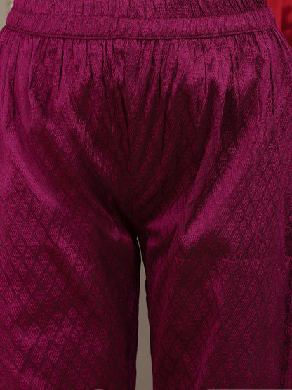 Dhiyona VA Women's Magenta Ethnic Motifs Yoke Design Kurta with Trousers & With Dupatta