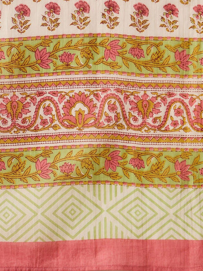 Floral Printed V-Neck Pure Cotton Straight Kurta with Trousers & With Dupatta