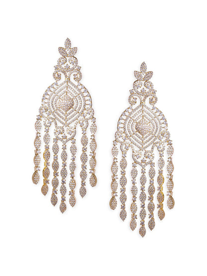 Dhiyona RJ Women's 22K Gold-Plated Cubic Zirconia Studded Chandelier Earrings