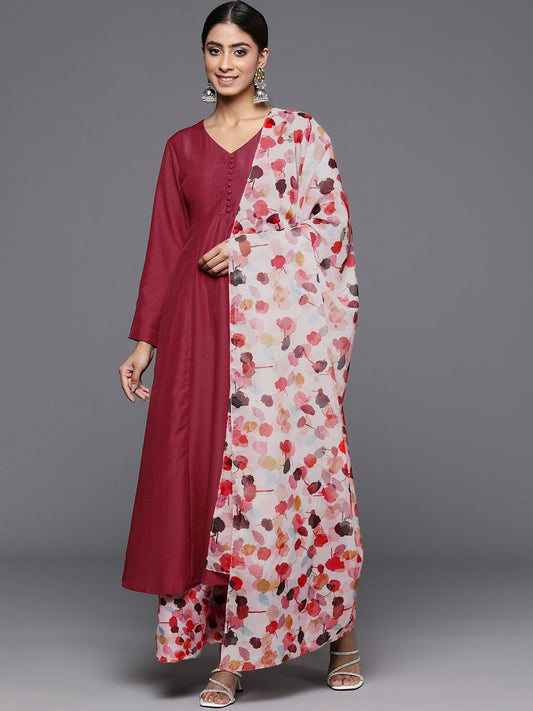 Dhiyona VA Women'sV-Neck Anarkali Kurta with Trousers & Dupatta