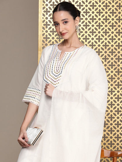 Dhiyona PD Women Embroidered Beads and Stones Jashn Kurta with Palazzos & Dupatta