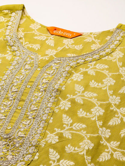 Dhiyona IE Floral Woven Design Sequinned Kurta with Trousers & With Dupatta