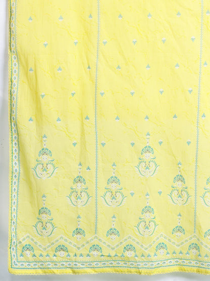 Dhiyona IE Ethnic Motifs Printed Beads & Stones Pure Cotton Kurta Set