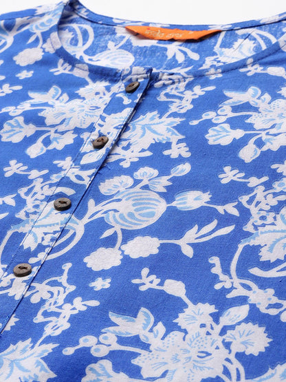 Dhiyona IE Floral Printed Pure Cotton Kurta with Trousers & Dupatta