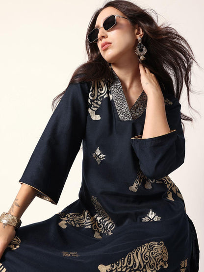 Dhiyona IS Women's Women Ethnic Motifs Printed Regular Kurta & Trousers