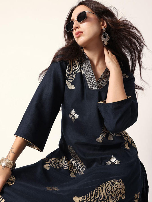 Dhiyona IS Women's Women Ethnic Motifs Printed Regular Kurta & Trousers