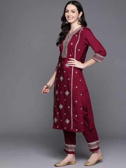 Dhiyona IE Women Ethnic Motifs Embroidered Kurta with Trousers & Dupatta