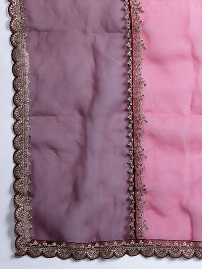 Floral Embroidered Sequinned Kurta With Trousers & Dupatta