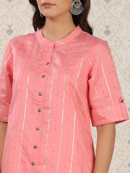 Dhiyona OD  Striped Gotta Patti Sequinned A-Line Kurta