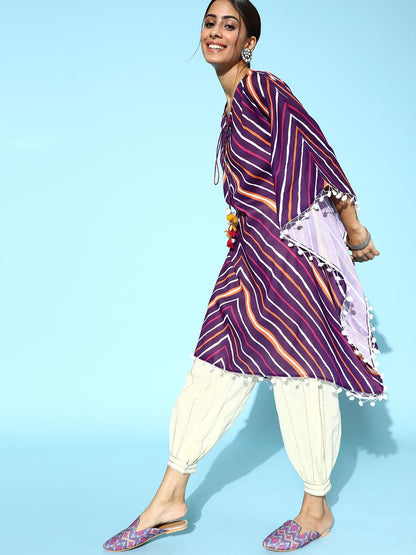 Dhiyona VA Women'sTrendy Purple and White Silk Blend Kurta Set