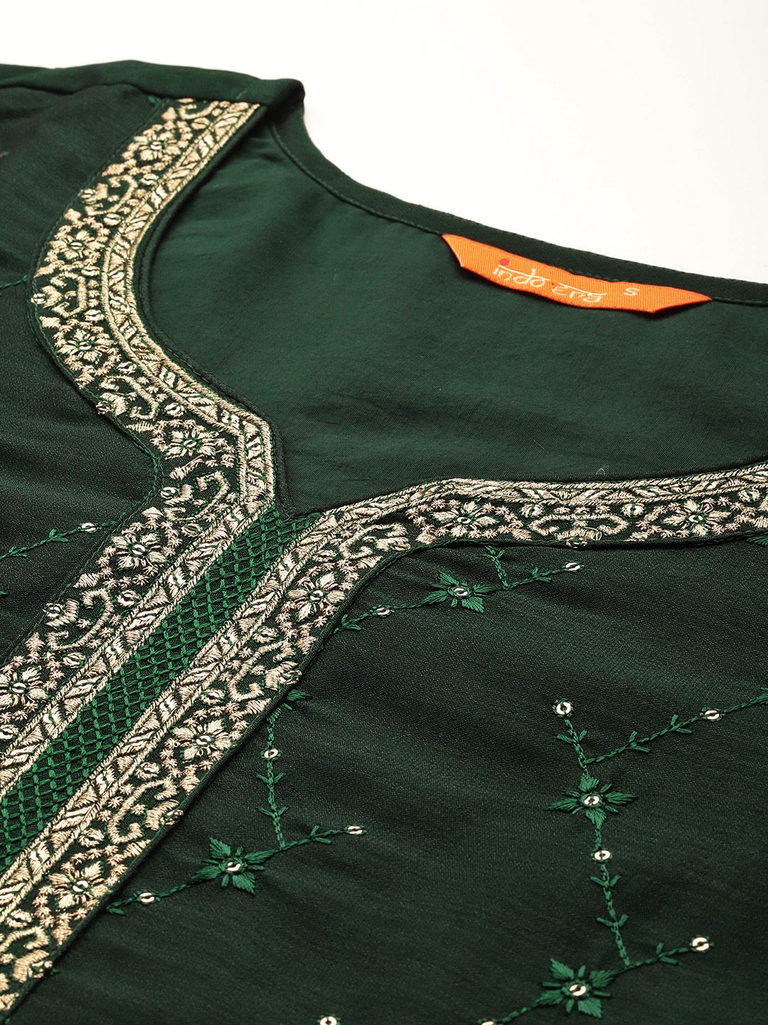 Dhiyona IE Floral Embroidered Sequinned Kurta With Trousers & Dupatta