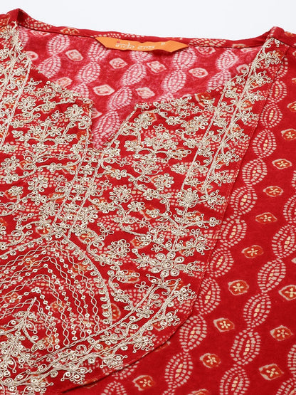 Ethnic Motifs Printed Regular Sequinned Kurta With Trousers & Dupatta