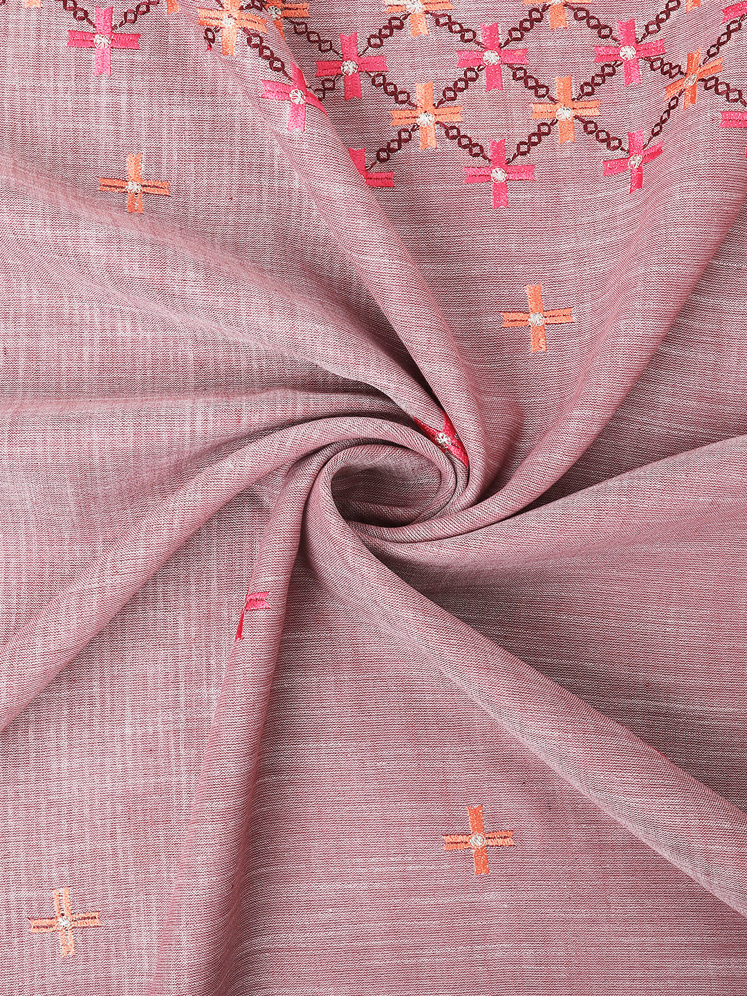 Dhiyona GR Women's CT Lavender Cotton Linen Silk Embroidered Saree