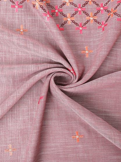 Dhiyona GR Women's CT Lavender Cotton Linen Silk Embroidered Saree
