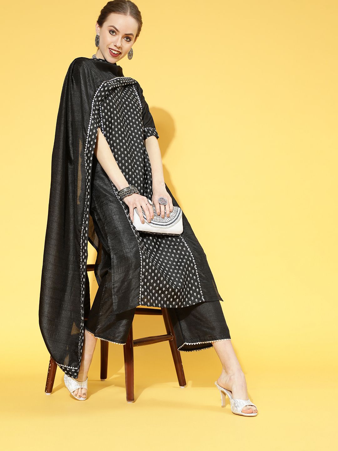 Dhiyona IE Floral Polyester Kurta Set