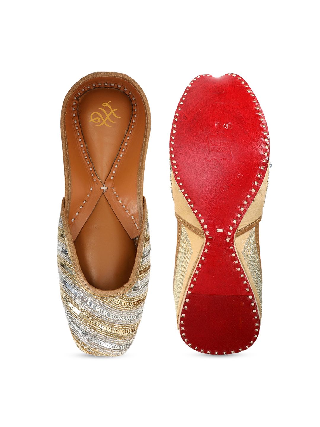 Dhiyona HOP Square Toe Ethnic Embellished Fabric Mojaris