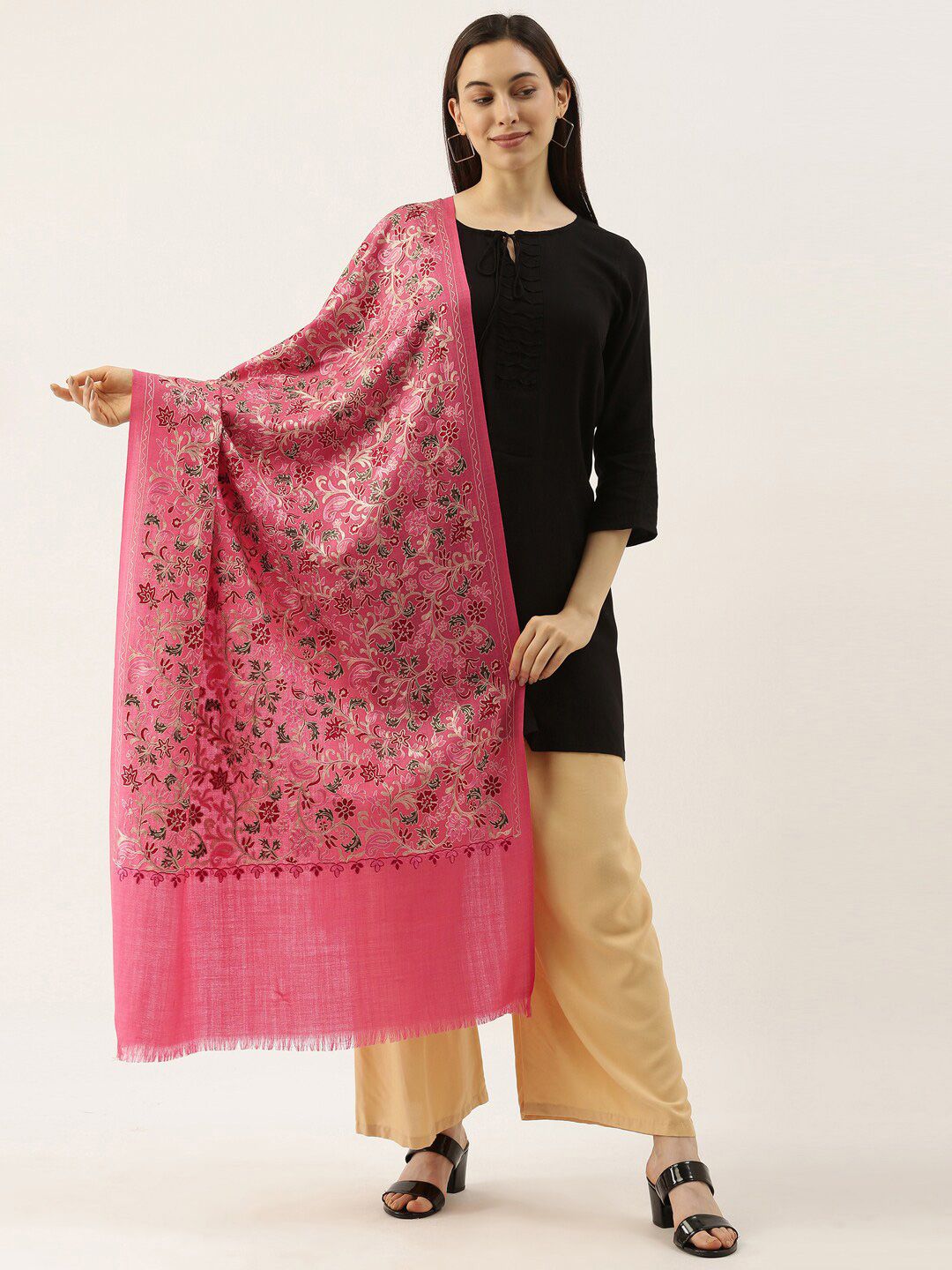 Dhiyona PA Floral Embroidered Woolen Shawl