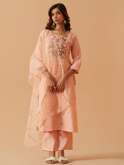 Dhiyona PD Women Ethnic Motifs Embroidered Kurta With Trousers & Dupatta
