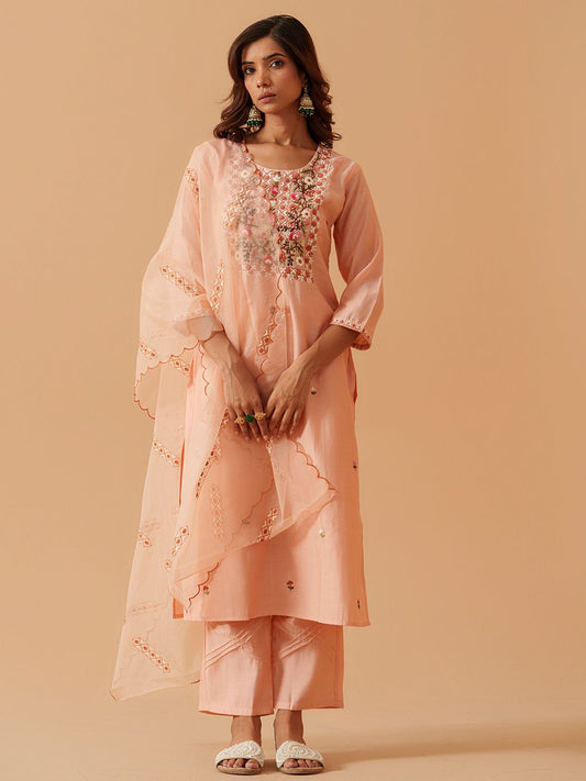 Dhiyona PD Women Ethnic Motifs Embroidered Kurta With Trousers & Dupatta