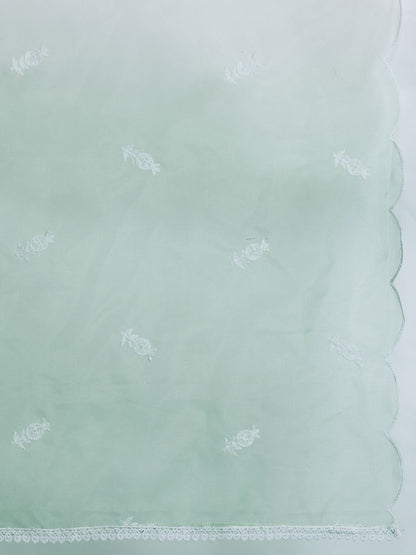 Floral Embroidered Regular Sequinned Kurta With Trousers & Dupatta