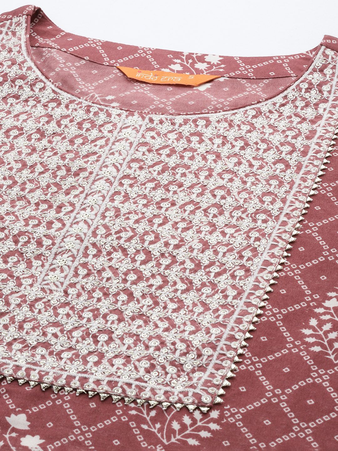 Dhiyona IE Bandhani Printed Regular Thread Work Pure Cotton Kurta With Trousers & Dupatta